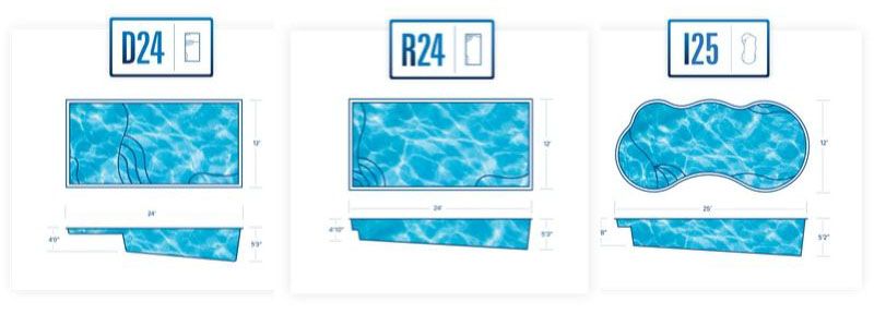 fiberglass inground pool sizes